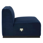 Black Channel Tufted Velvet 3-Seater Sofa, 4-Piece