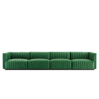 Black Channel Tufted Velvet 3-Seater Sofa, 4-Piece