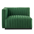 Black Channel Tufted Velvet 3-Seater Sofa, 4-Piece