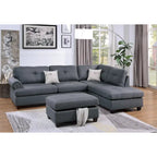 Blue Grey / Ash Black / Mocha 3-Seat Reversible Sectional Sofa Set