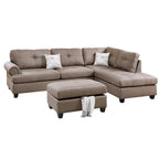 Blue Grey / Ash Black / Mocha 3-Seat Reversible Sectional Sofa Set