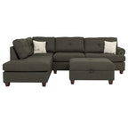 Blue Grey / Ash Black / Mocha 3-Seat Reversible Sectional Sofa Set