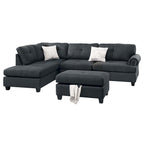 Blue Grey / Ash Black / Mocha 3-Seat Reversible Sectional Sofa Set