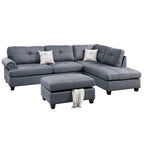 Blue Grey / Ash Black / Mocha 3-Seat Reversible Sectional Sofa Set