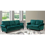Velvet Nailhead 2-Piece Sofa Set – Loveseat & Sofa, 2-Seat, Multiple Colors