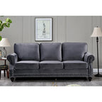Velvet Nailhead 2-Piece Sofa Set – Loveseat & Sofa, 2-Seat, Multiple Colors