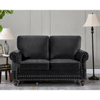 Velvet Nailhead 2-Piece Sofa Set – Loveseat & Sofa, 2-Seat, Multiple Colors