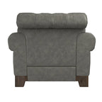 Beige Linen / Brown & Grey Microfiber Tufted Scroll Arm Nailhead Accent Chair, Seats 1