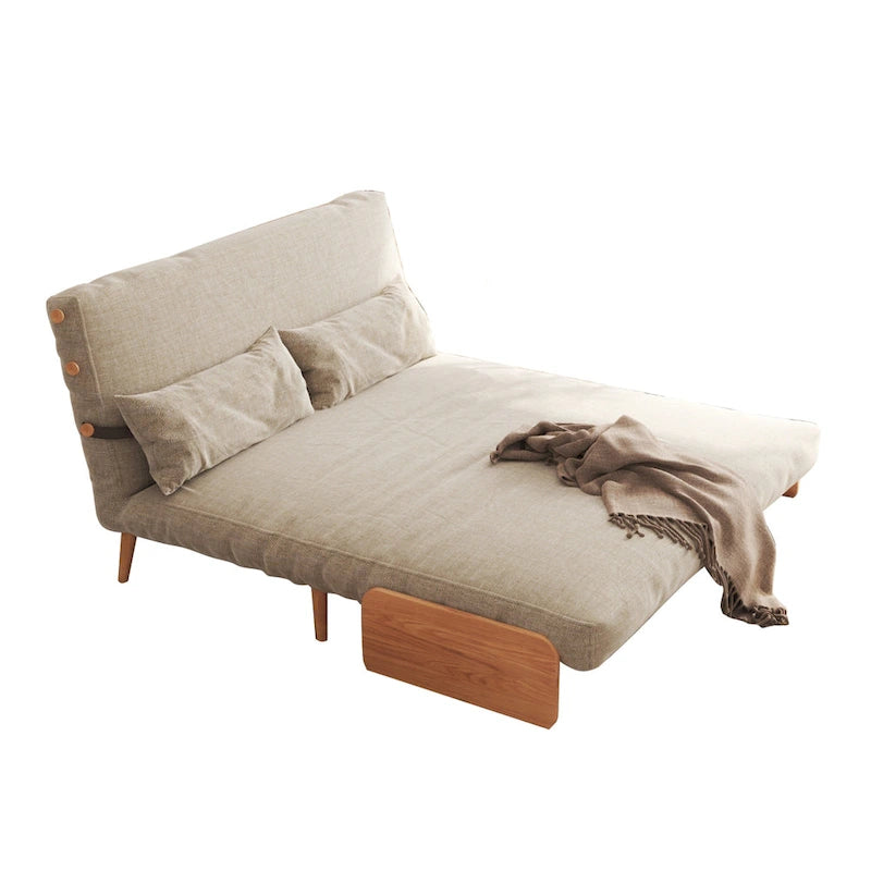 Beige Convertible Sofa Bed, Technical Cloth / Cotton, 1-Seater