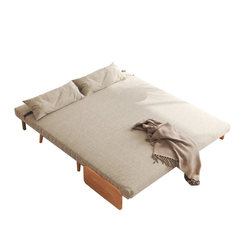 Beige Convertible Sofa Bed, Technical Cloth / Cotton, 1-Seater