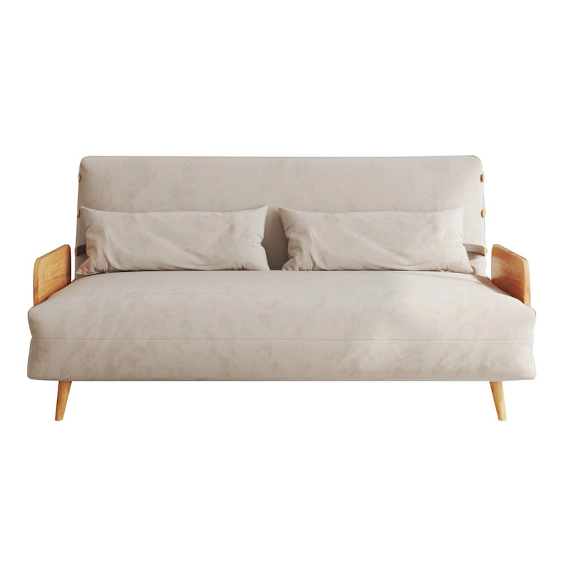 Beige Convertible Sofa Bed, Technical Cloth / Cotton, 1-Seater