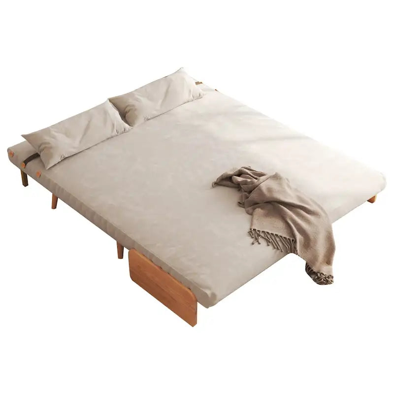 Beige Convertible Sofa Bed, Technical Cloth / Cotton, 1-Seater