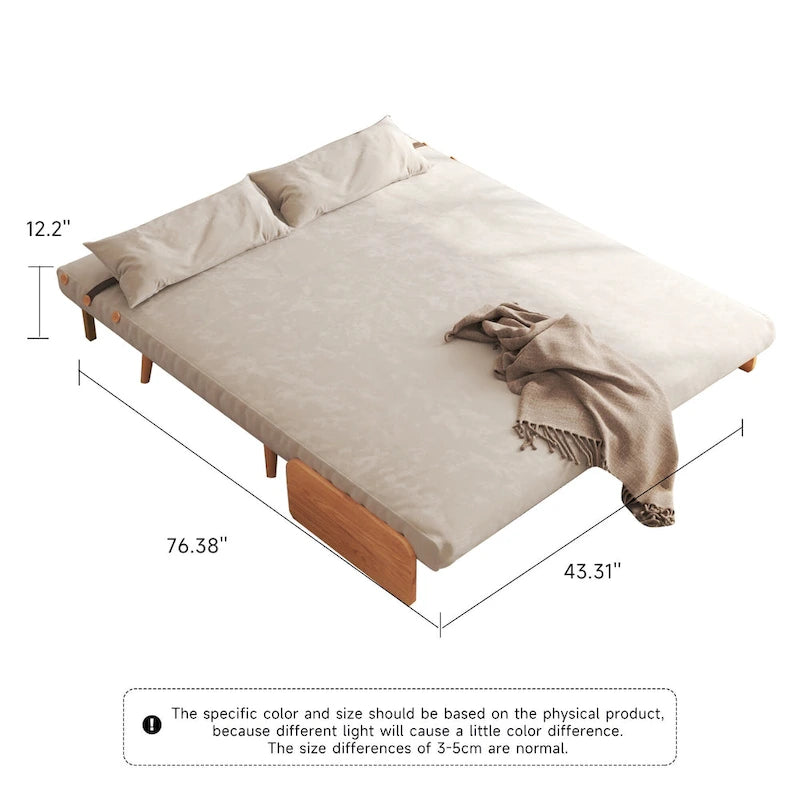 Beige Convertible Sofa Bed, Technical Cloth / Cotton, 1-Seater