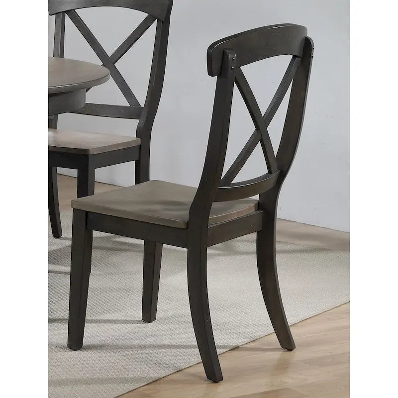 Grey & Black X-Back Dining Side Chair, Set of 2
