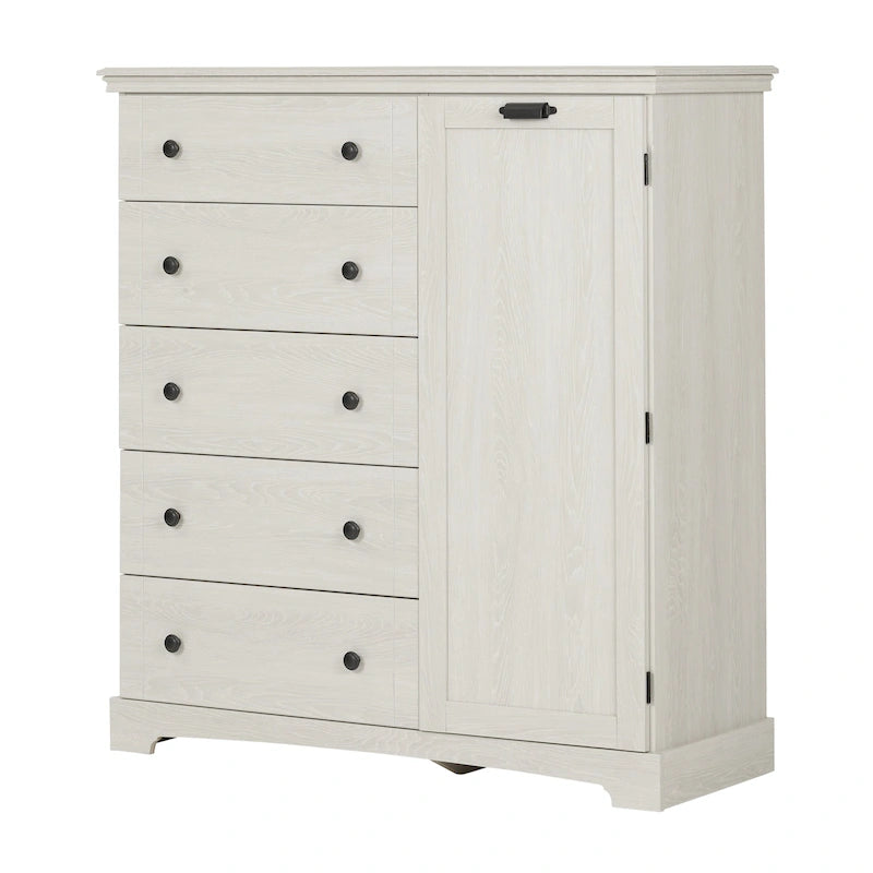 Winter Oak & Fall Oak Rustic Door Chest with 5 Drawers