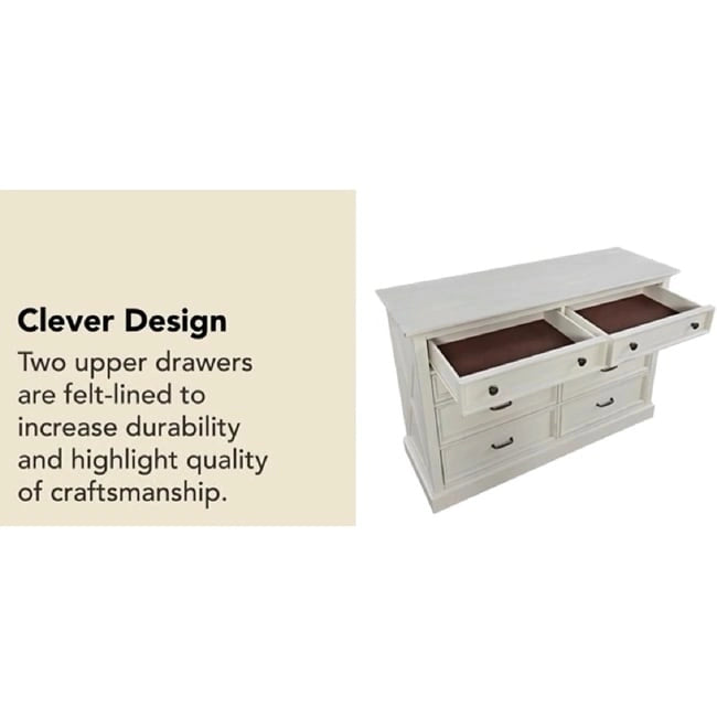 Off-White 8-Drawer Dresser, Coastal Style, 1-Person Assembly
