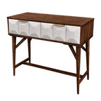 Burnished Walnut Solid Acacia Wood Console Table with 2 Drawers, for 1