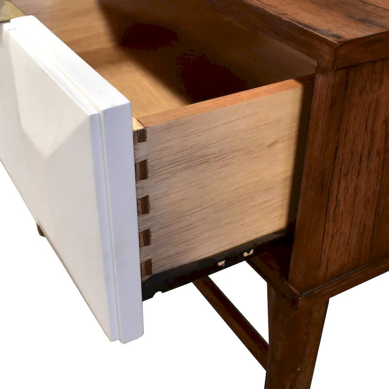 Burnished Walnut Solid Acacia Wood Console Table with 2 Drawers, for 1