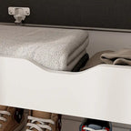Brown Entryway Storage Bench with Padded Cushion & 2-Tier Shoe Rack, Seats 1–2