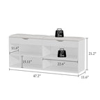 Brown Entryway Storage Bench with Padded Cushion & 2-Tier Shoe Rack, Seats 1–2