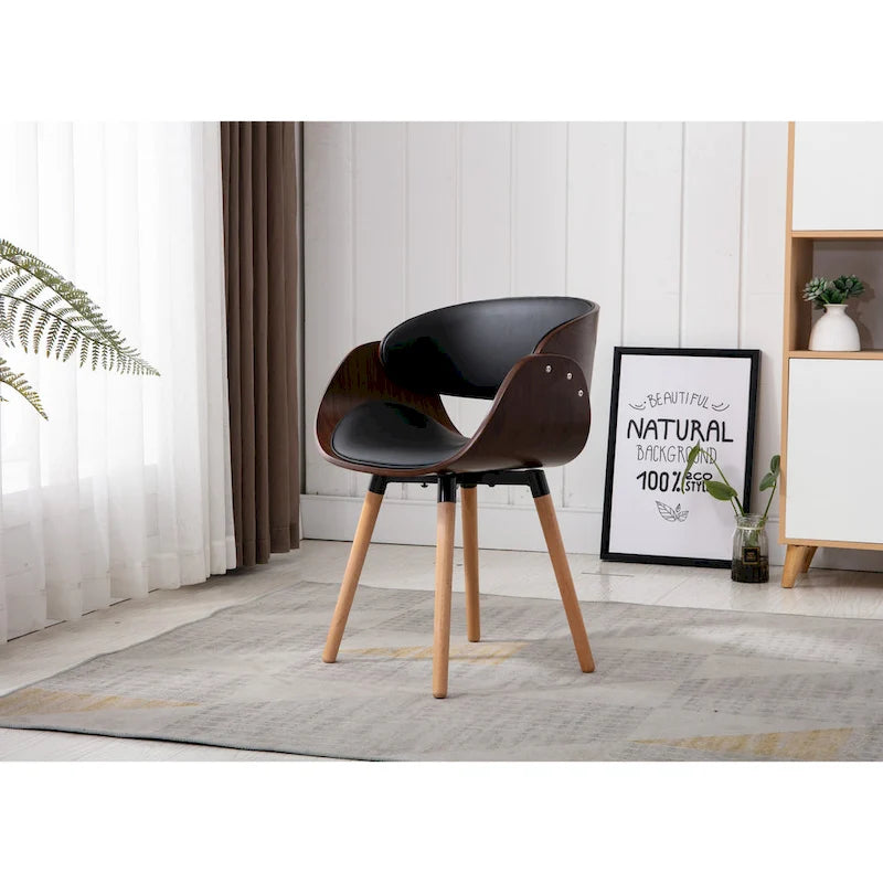 Black Faux Leather Accent Chair, Single Seat - 24"H x 15"W x 21"D