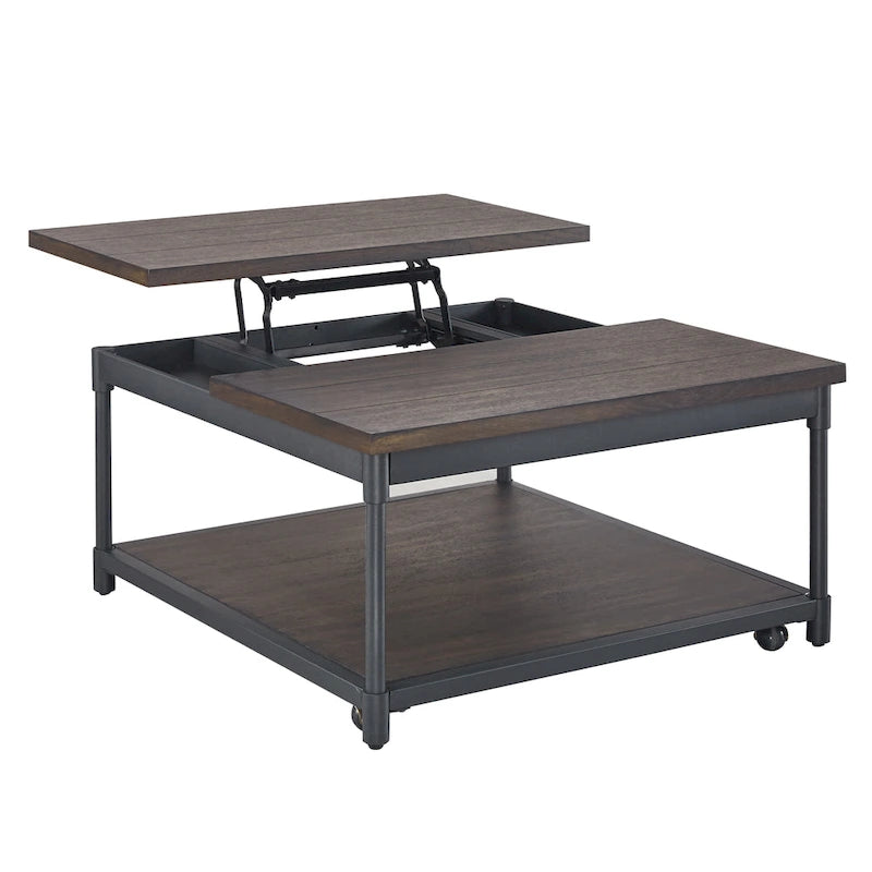Smokey Oak Lift-Top Square Coffee Table, Wood Top, Single Use