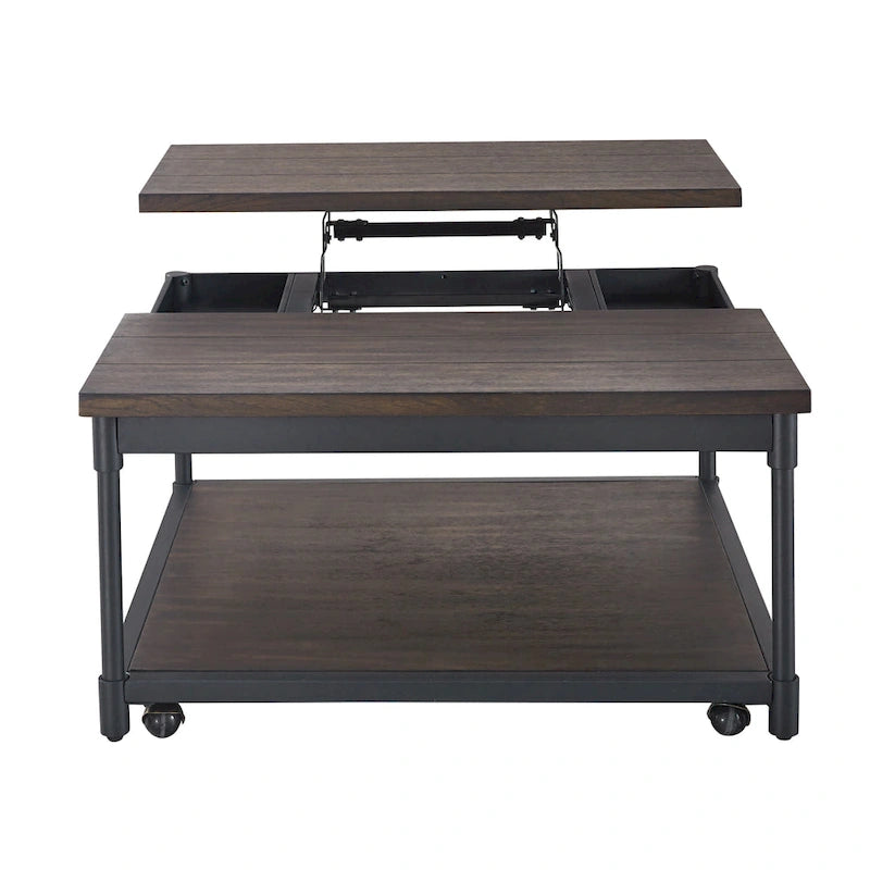 Smokey Oak Lift-Top Square Coffee Table, Wood Top, Single Use