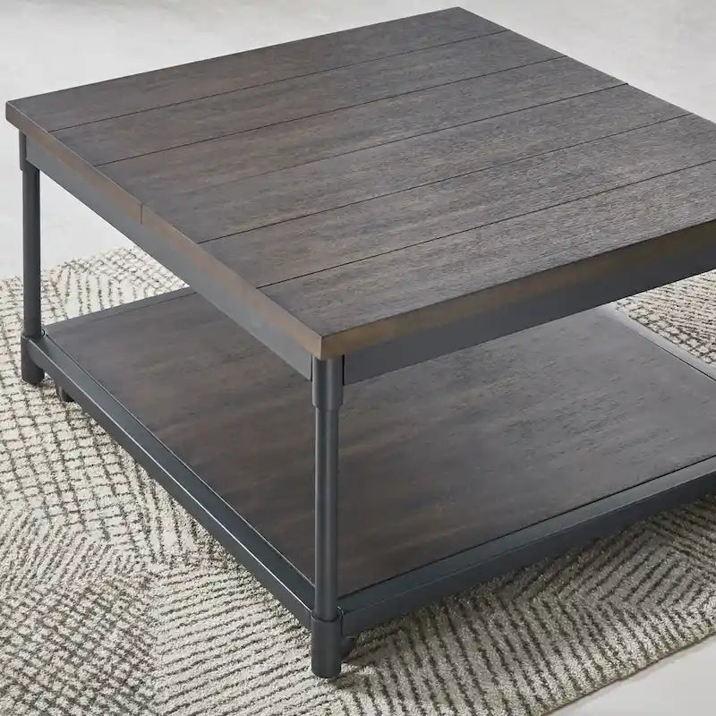 Smokey Oak Lift-Top Square Coffee Table, Wood Top, Single Use