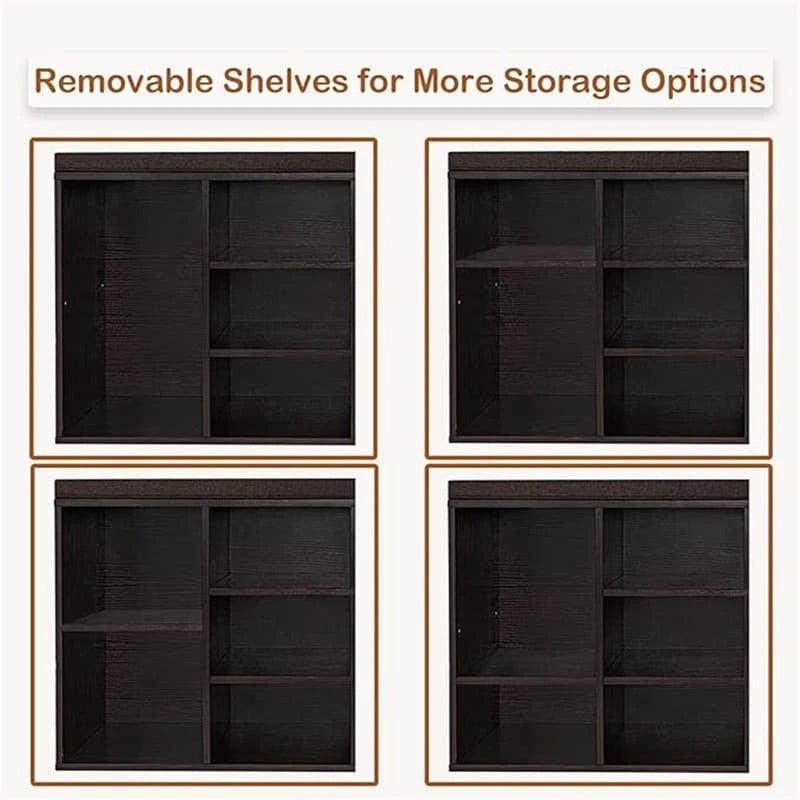 Gray Wash / Rustic Brown / White / Espresso Shoe Storage Bench with Padded Seat, 9 Cubbies, Seats 2