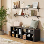 Gray Wash / Rustic Brown / White / Espresso Shoe Storage Bench with Padded Seat, 9 Cubbies, Seats 2