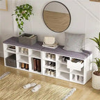 Gray Wash / Rustic Brown / White / Espresso Shoe Storage Bench with Padded Seat, 9 Cubbies, Seats 2