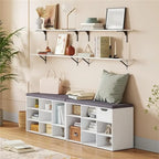 Gray Wash / Rustic Brown / White / Espresso Shoe Storage Bench with Padded Seat, 9 Cubbies, Seats 2
