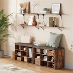 Gray Wash / Rustic Brown / White / Espresso Shoe Storage Bench with Padded Seat, 9 Cubbies, Seats 2