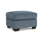 Crosshatch Ottoman, Blue/Beige, 1-Seat, 30"W × 24"D × 20"H