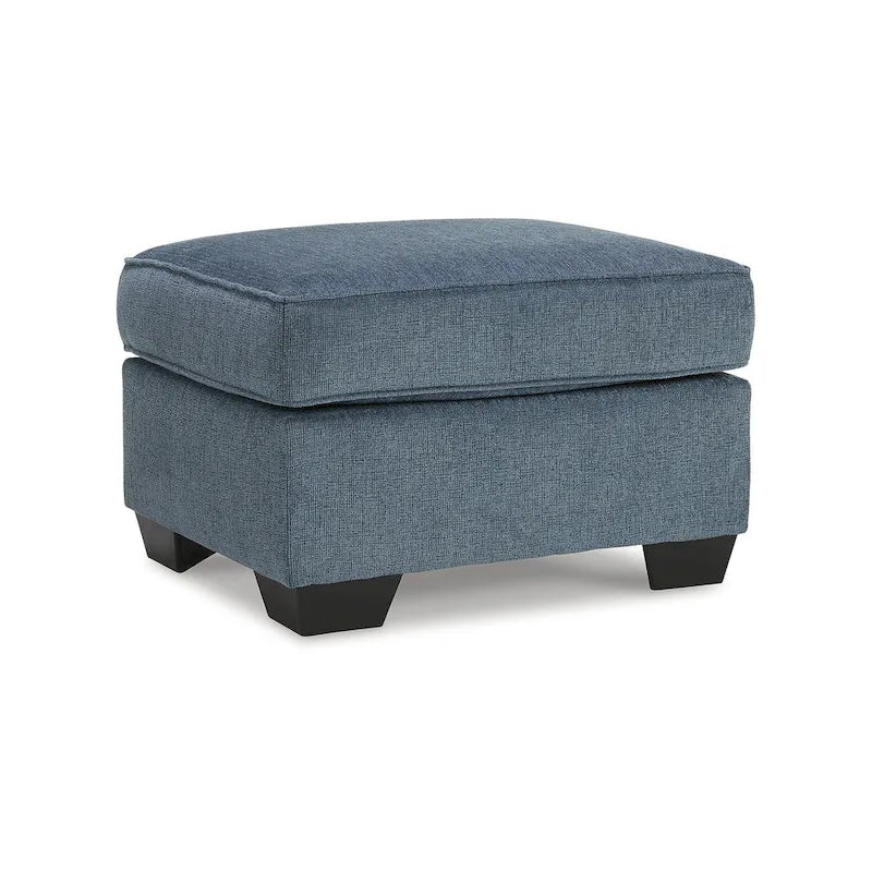 Crosshatch Ottoman, Blue/Beige, 1-Seat, 30"W × 24"D × 20"H