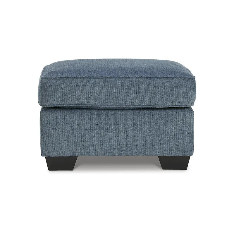 Crosshatch Ottoman, Blue/Beige, 1-Seat, 30"W × 24"D × 20"H