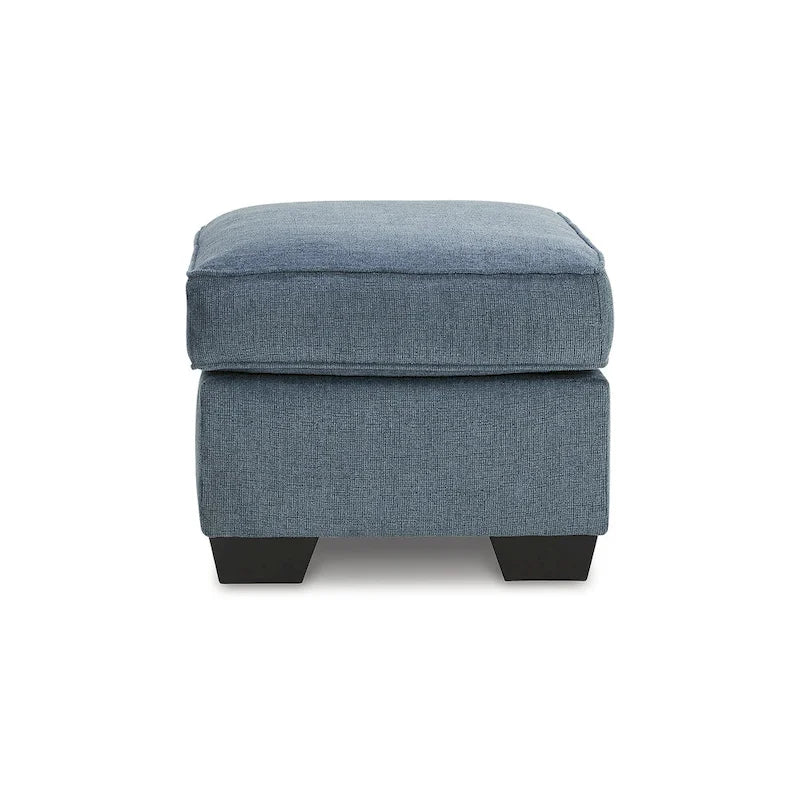 Crosshatch Ottoman, Blue/Beige, 1-Seat, 30"W × 24"D × 20"H