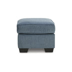 Crosshatch Ottoman, Blue/Beige, 1-Seat, 30"W × 24"D × 20"H