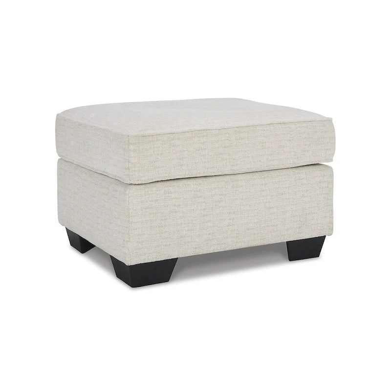 Crosshatch Ottoman, Blue/Beige, 1-Seat, 30"W × 24"D × 20"H