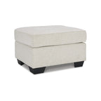 Crosshatch Ottoman, Blue/Beige, 1-Seat, 30"W × 24"D × 20"H