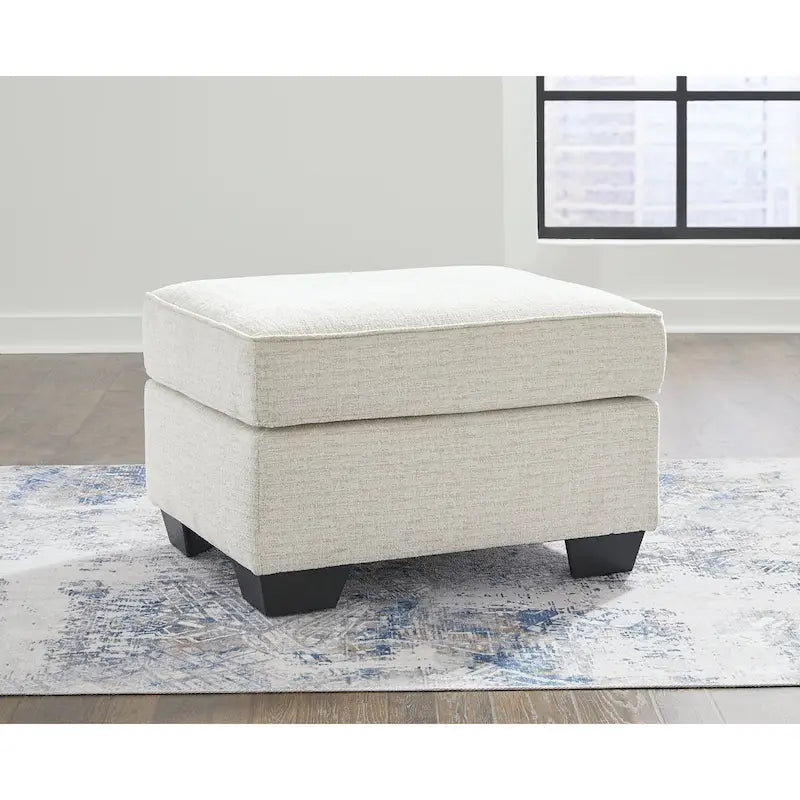 Crosshatch Ottoman, Blue/Beige, 1-Seat, 30"W × 24"D × 20"H