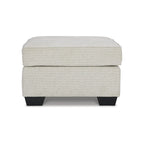Crosshatch Ottoman, Blue/Beige, 1-Seat, 30"W × 24"D × 20"H