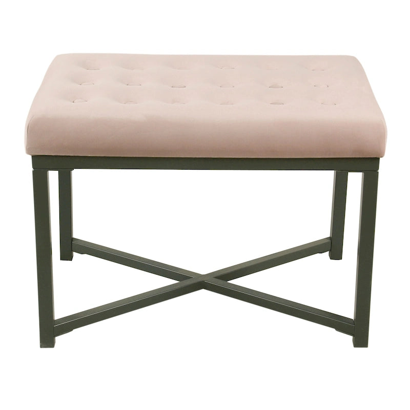 Silver / Black / Pink / Deep Pink Velvet Tufted Ottoman – Single Seat