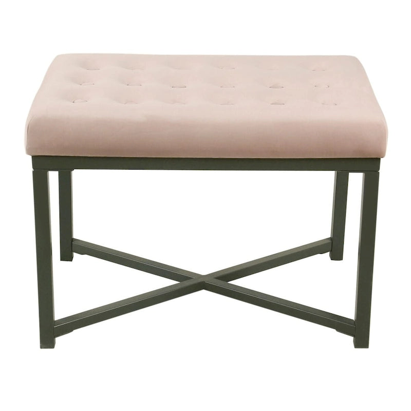 Silver / Black / Pink / Deep Pink Velvet Tufted Ottoman – Single Seat