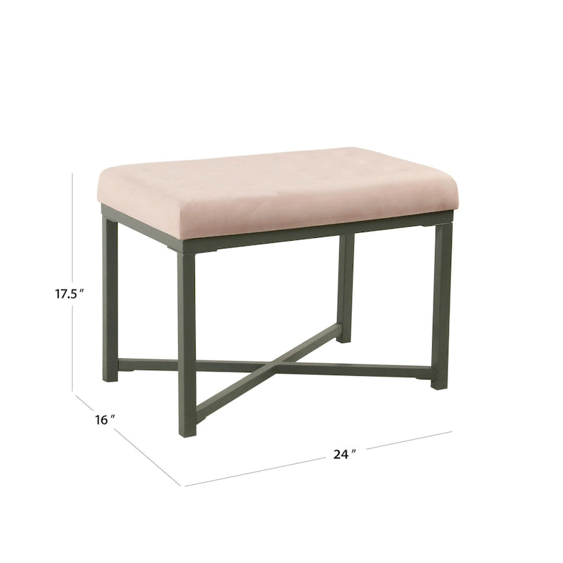 Silver / Black / Pink / Deep Pink Velvet Tufted Ottoman – Single Seat