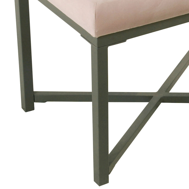 Silver / Black / Pink / Deep Pink Velvet Tufted Ottoman – Single Seat