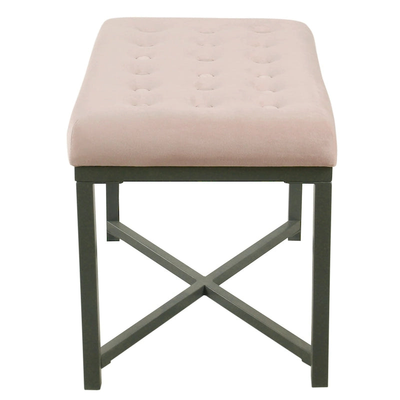 Silver / Black / Pink / Deep Pink Velvet Tufted Ottoman – Single Seat