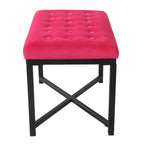 Silver / Black / Pink / Deep Pink Velvet Tufted Ottoman – Single Seat
