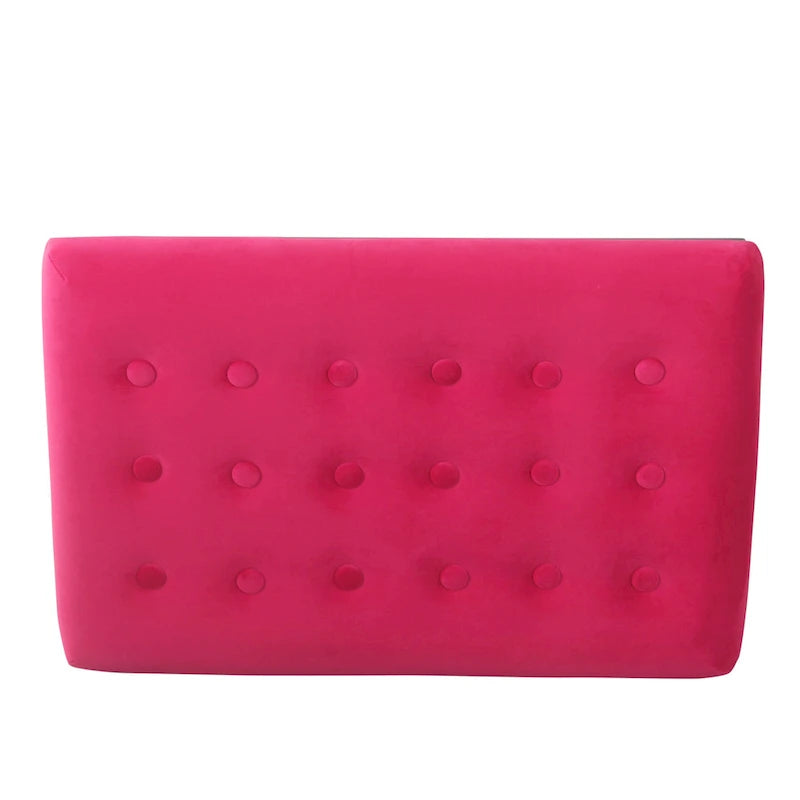 Silver / Black / Pink / Deep Pink Velvet Tufted Ottoman – Single Seat