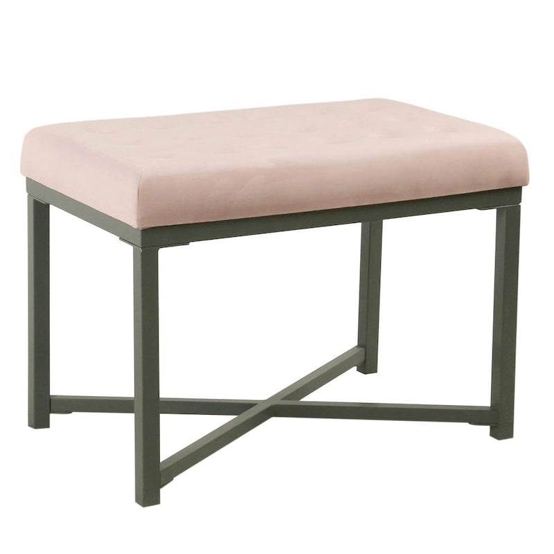 Silver / Black / Pink / Deep Pink Velvet Tufted Ottoman – Single Seat